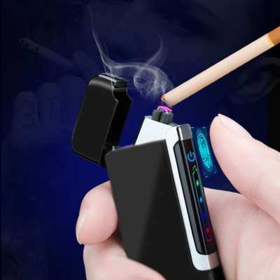 DB-175 Intelligent touch-sensitive dual arc lighter /metal flameless electronic USB lighter/LED Power Display