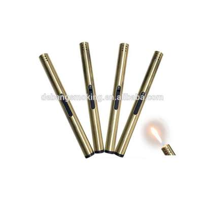 Golden slim metal cigarette bbq gas electronic lighter